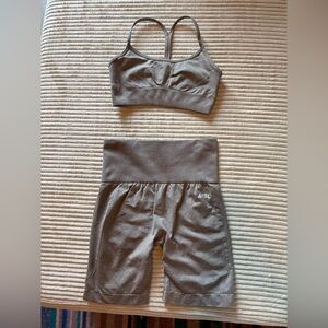 AYBL Women's Charcoal Sports Bra and Shorts Set